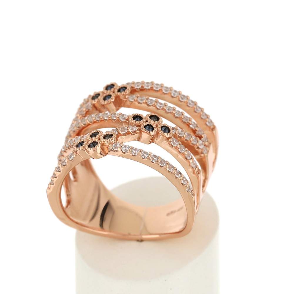 Bague argent 925 rose zirconia - vue 2