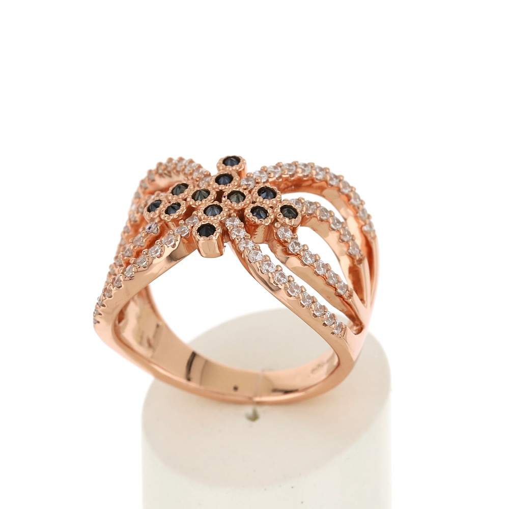 Bague argent 925 rose zirconia - vue 2