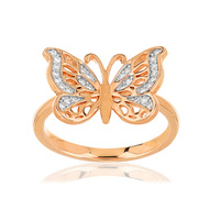 Bague argent 925 rose papillon zirconia