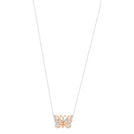 Collier argent 925 2 tons papillon zirconia