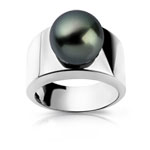 Bague argent 925 perle de culture de Tahiti - vue 1