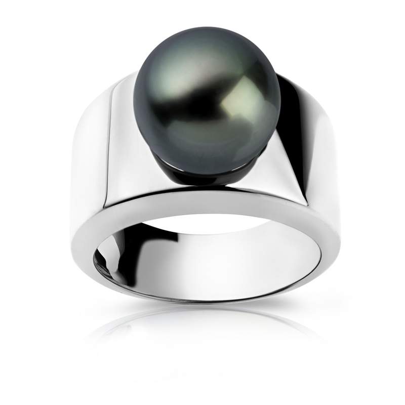 Bague argent 925 perle de culture de Tahiti - vue 1