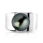 Bague argent 925 perle de culture de Tahiti - vue 3