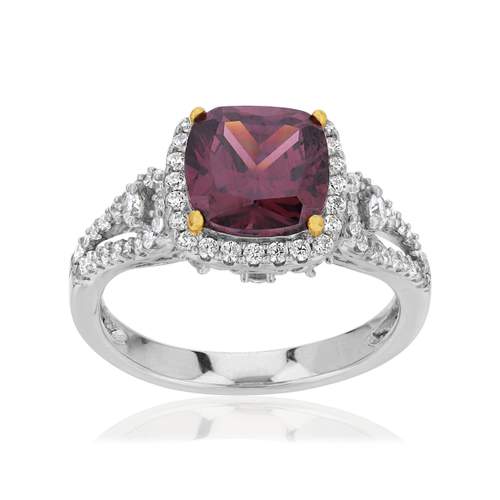 Bague argent 925 zirconia violet et blancs