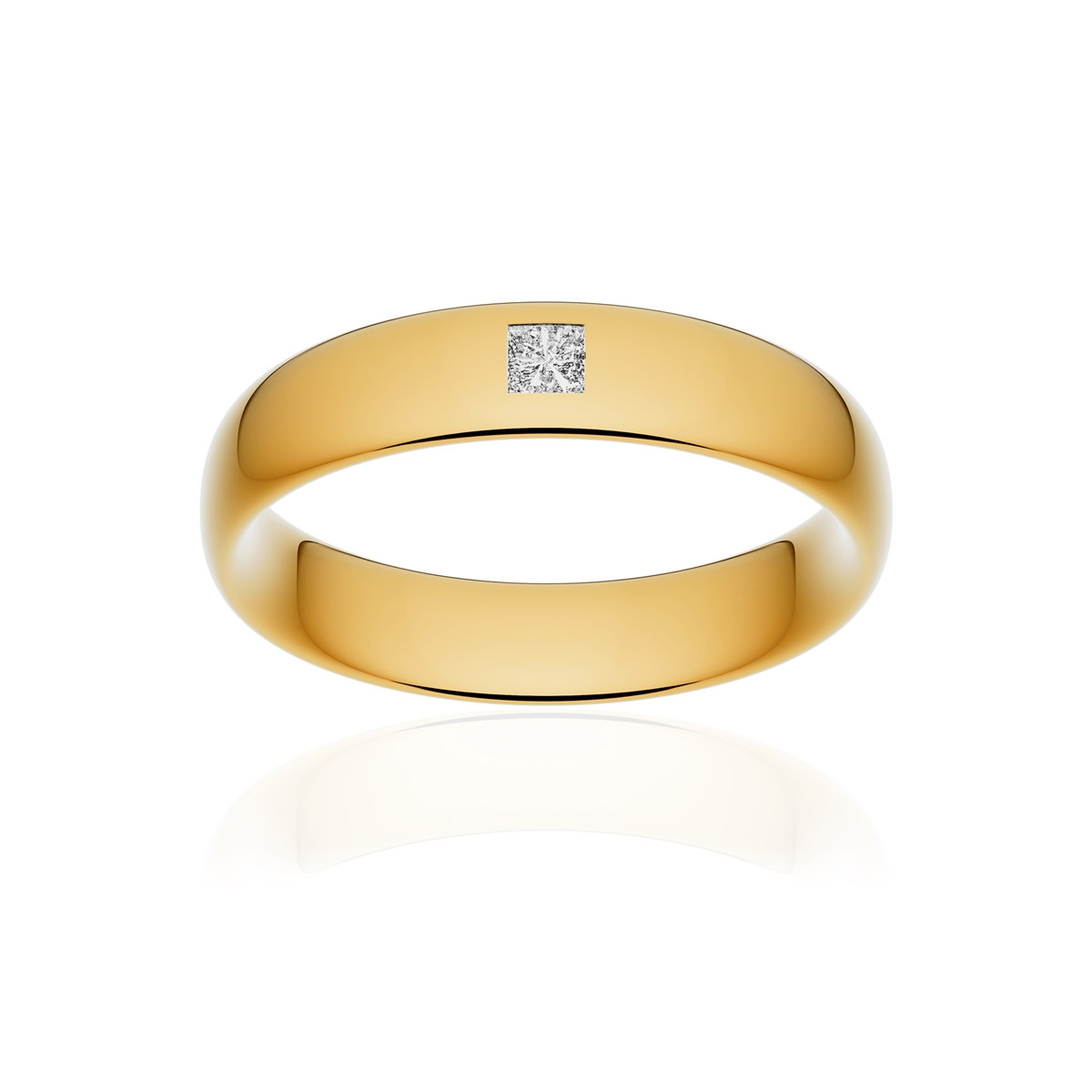 Alliance or 375 jaune poli ruban confort 5mm diamant princesse