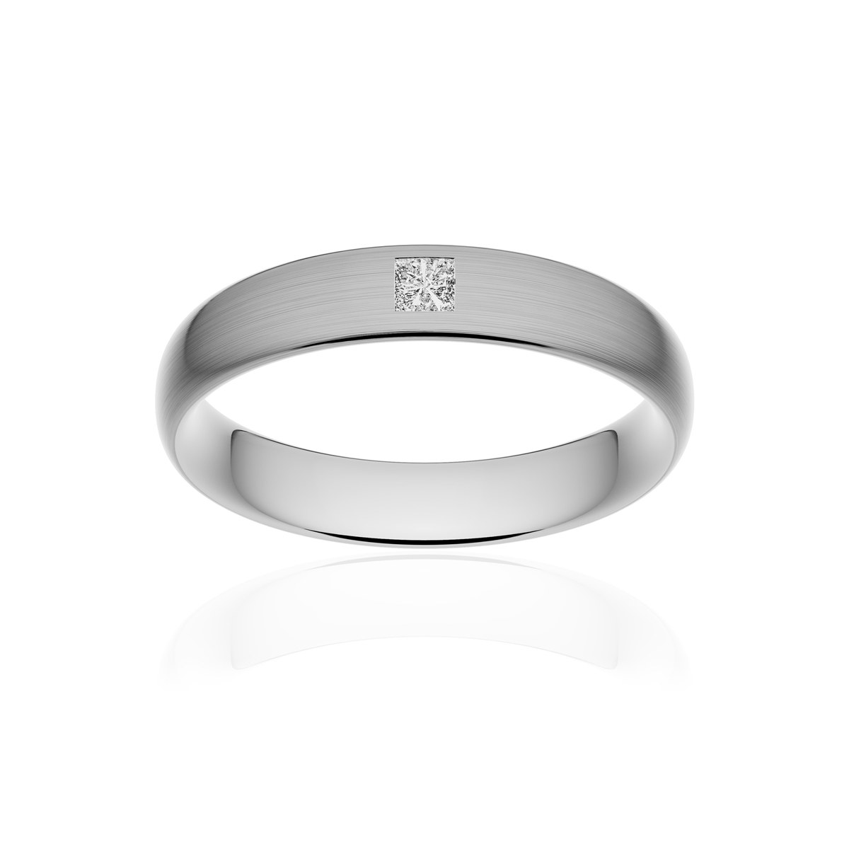 Alliance or 375 blanc brossé ruban confort 4,5mm diamant princesse
