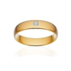 Alliance or 375 jaune brossé ruban confort 5mm diamant princesse - vue V1