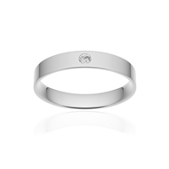 Alliance or 375 blanc poli ruban plat confort 3,5mm diamant brillant