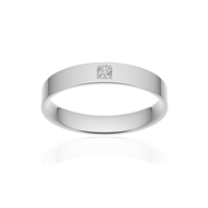 Alliance or 375 blanc poli ruban plat confort 3,5mm diamant princesse