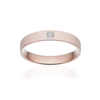 Alliance or 375 rose sablé ruban plat confort 3,5mm diamant princesse - vue V1