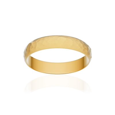 Alliance or 375 jaune martelé ruban 4mm - vue 1