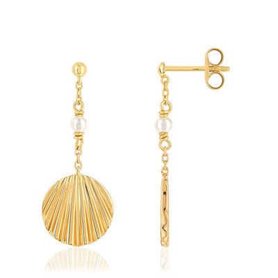 Boucles d'oreilles dorées perles imitation - vue V1