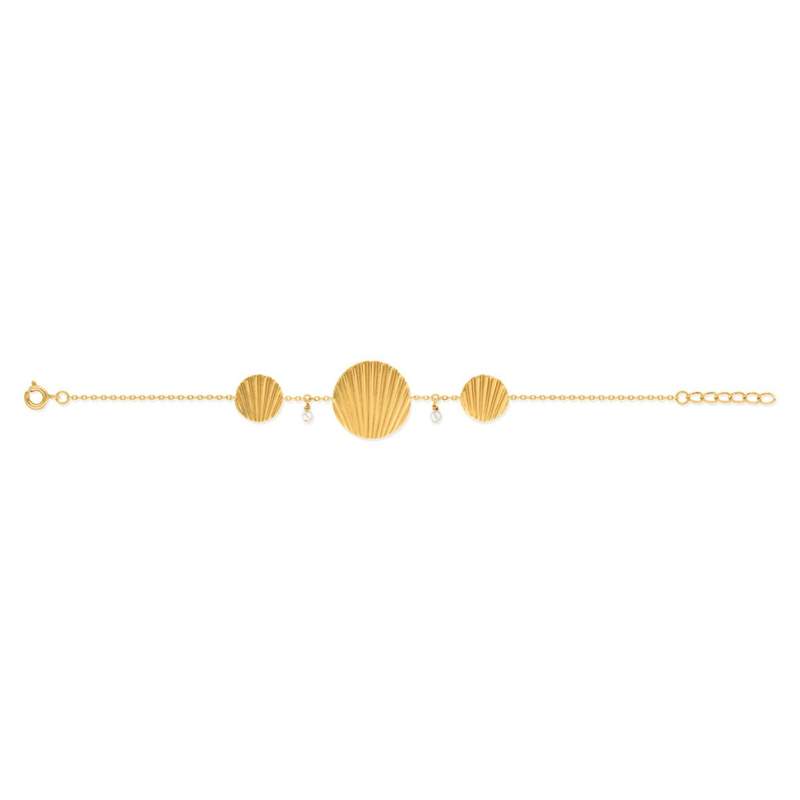Bracelet doré perles imitation 16 à 18 cm - vue 1