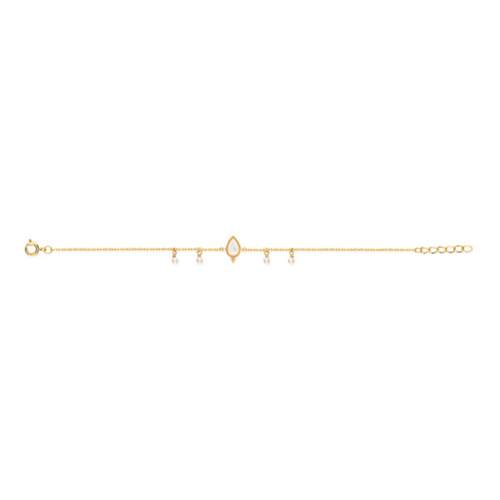 Bracelet doré nacre perles d'imitation 18 cm