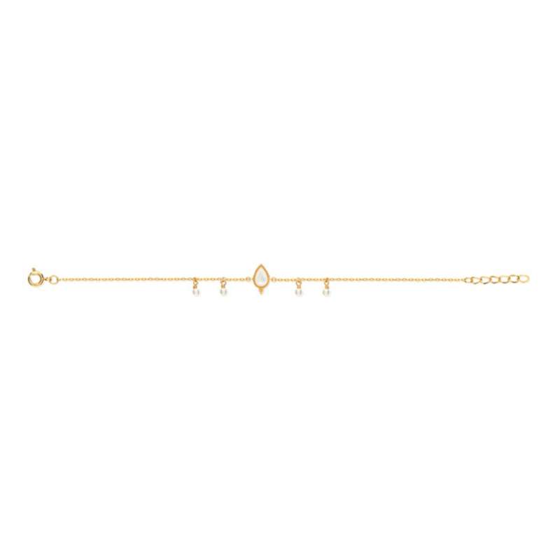 Bracelet doré nacre perles d'imitation 18 cm - vue 1