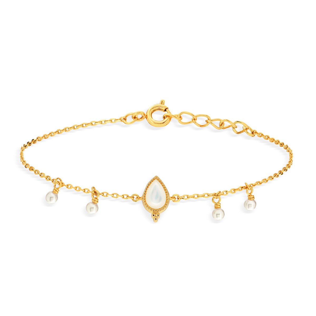 Bracelet doré nacre perles d'imitation 19 cm - vue 2