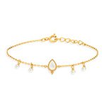 Bracelet doré nacre perles d'imitation 18 cm - vue 2