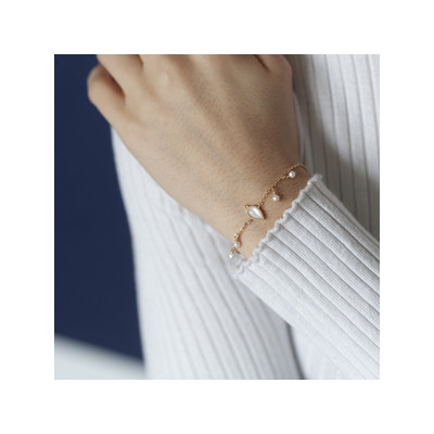 Bracelet doré nacre perles 16 à 19 cm - vue Vporté 2