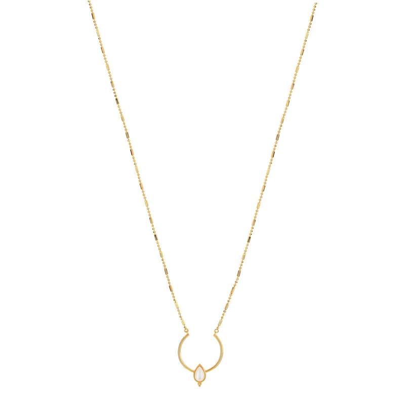 Collier doré nacre d'imitation 45 cm - vue 1