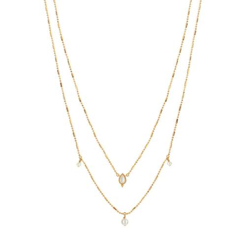 Collier doré nacre perles 40 à 43 cm