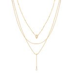 Collier doré pierres d'imitation et perles 41 cm - vue 1