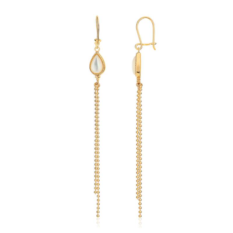 Boucles d'oreilles dorées nacres d'imitation - vue 1