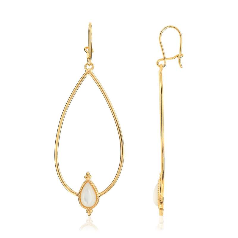Boucles d'oreilles dorées nacres - vue 1