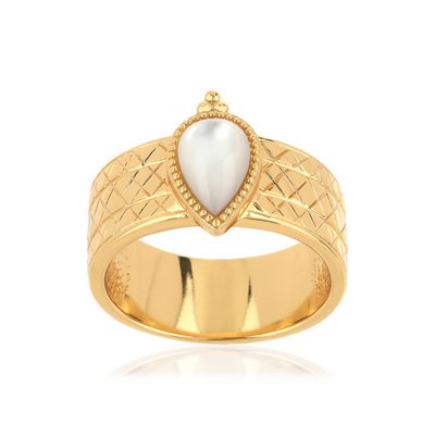 Bague dorée nacre - vue V1