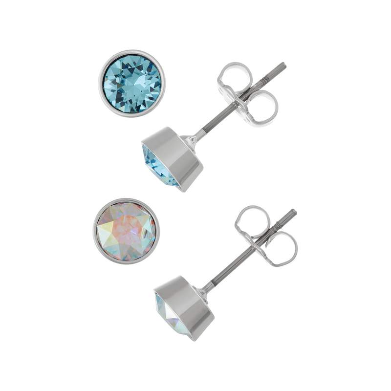 Lot boucles d'oreilles fantaisie cristal - vue 1
