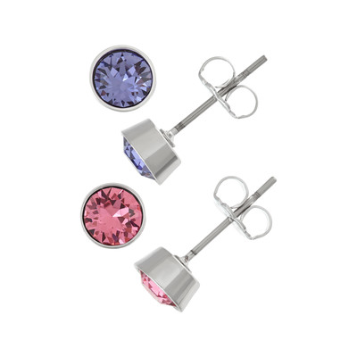 Lot boucles d'oreilles fantaisie cristal - vue 1