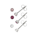 Lot boucles d'oreilles fantaisie cristal blanc et rose - vue 1