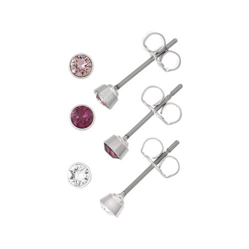 Lot boucles d'oreilles fantaisie cristal blanc et rose