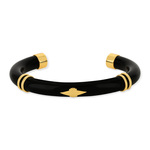 Bracelet jonc acrylique noire et doré - vue 1