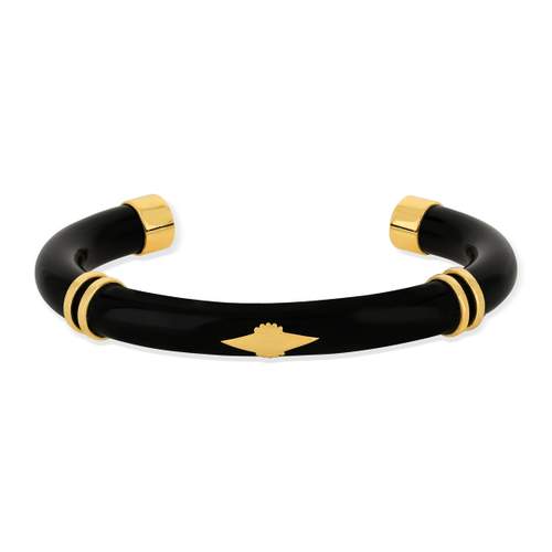 Bracelet jonc acrylique noire et doré