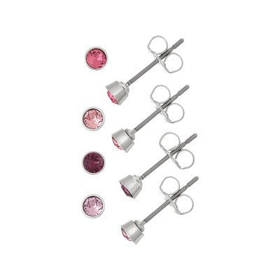 Lot boucles d'oreilles fantaisie cristal rose - vue 1