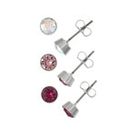 Lot boucles d'oreilles fantaisie cristal - vue 1