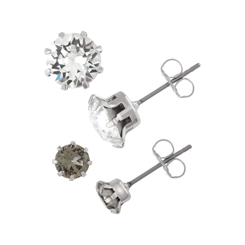 Lot boucles d'oreilles fantaisie cristal - vue 1
