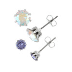Lot boucles d'oreilles fantaisie cristal - vue 1