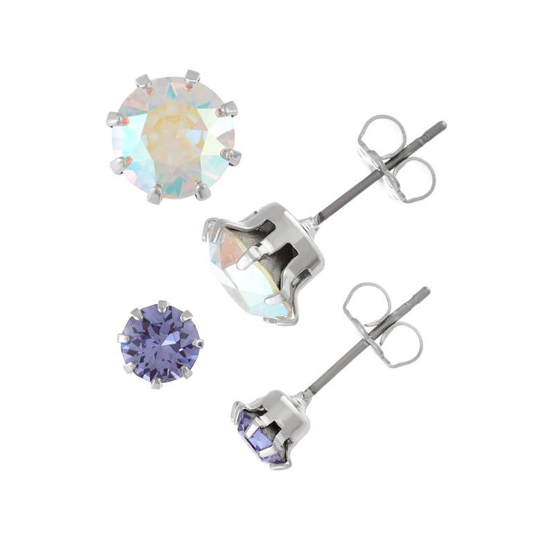 Lot boucles d'oreilles fantaisie cristal - vue 1