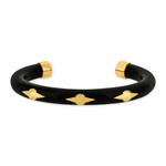 Bracelet jonc acrylique noire et doré - vue 1