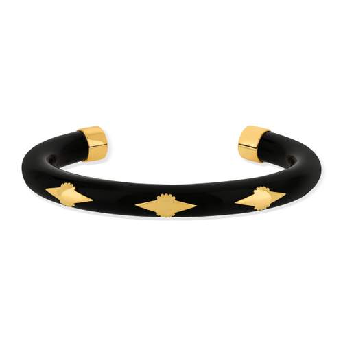 Bracelet jonc acrylique noire et doré
