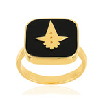 Bague dorée acrylique noire - vue 1