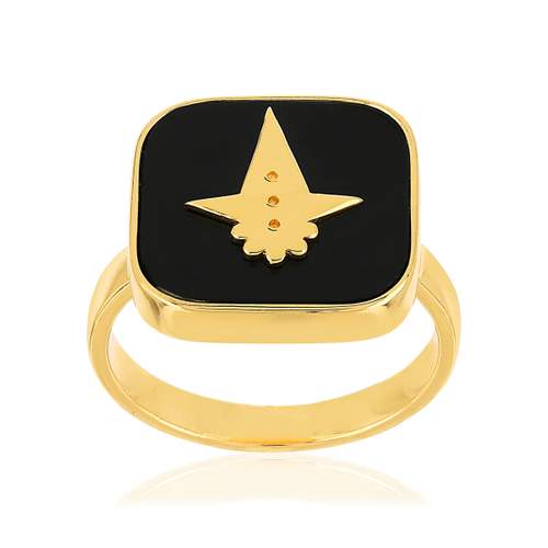 Black acrylic gold ring