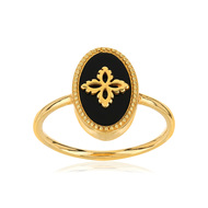 Bague dorée acrylique noire