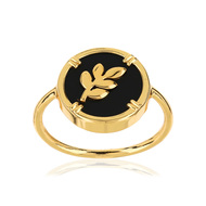 Bague dorée acrylique noire