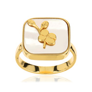 Bague dorée nacre blanche