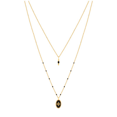 Gold necklace acrylic resin black 42 cm