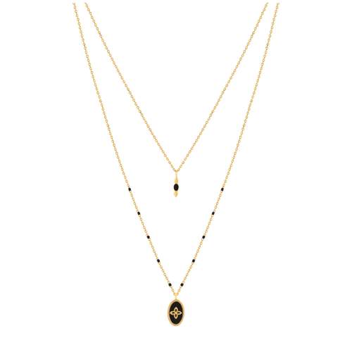 Collier doré acrylique résine noire 42 cm