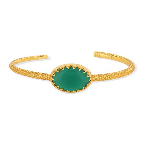 Bracelet rigide doré agate verte 58 mm