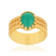 Bague dorée agate verte